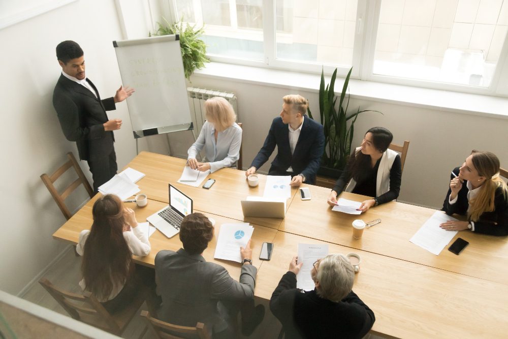 Diverse team in a business meeting